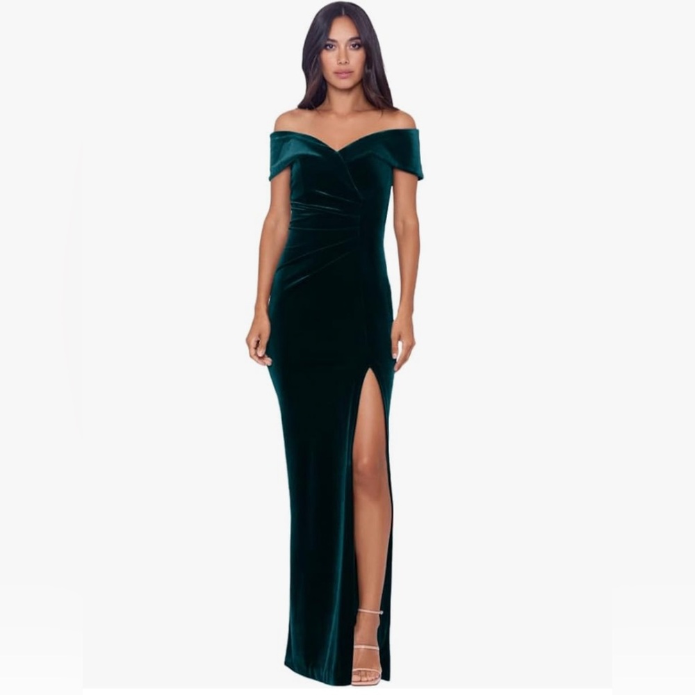 Xscape Velvet Off the Shoulder Gown size 4